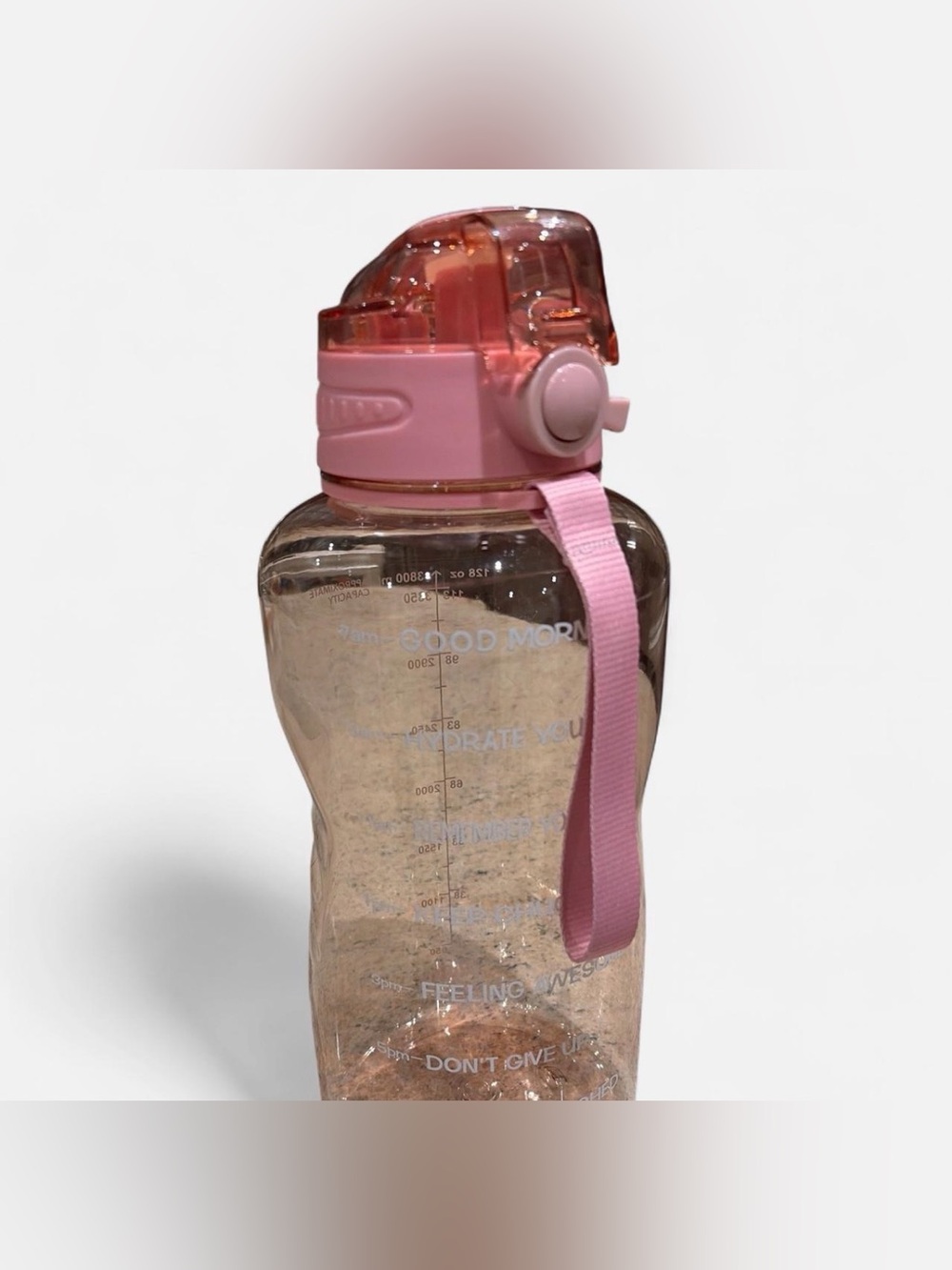 Pink Flip-Top Hydration Bottle with Carry Strap